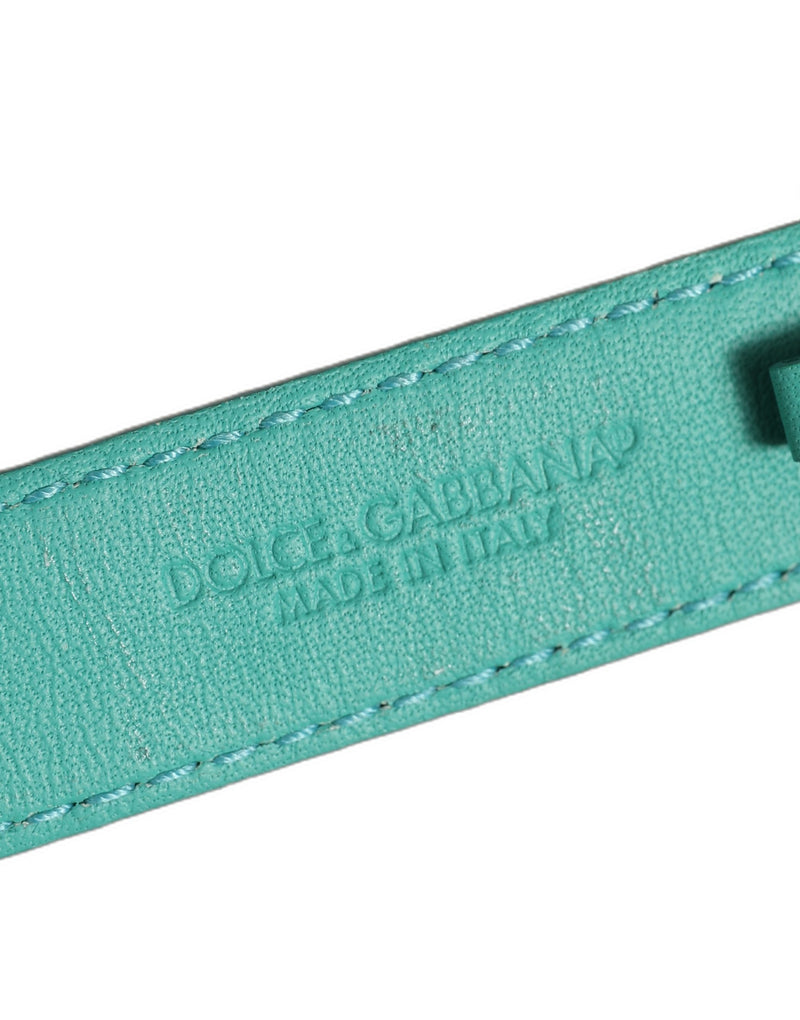 Bracelet Dolce & Gabbana en cuir gaufré bleu avec boucle dorée