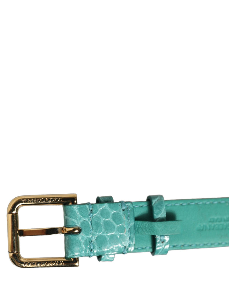 Bracelet Dolce & Gabbana en cuir gaufré bleu avec boucle dorée