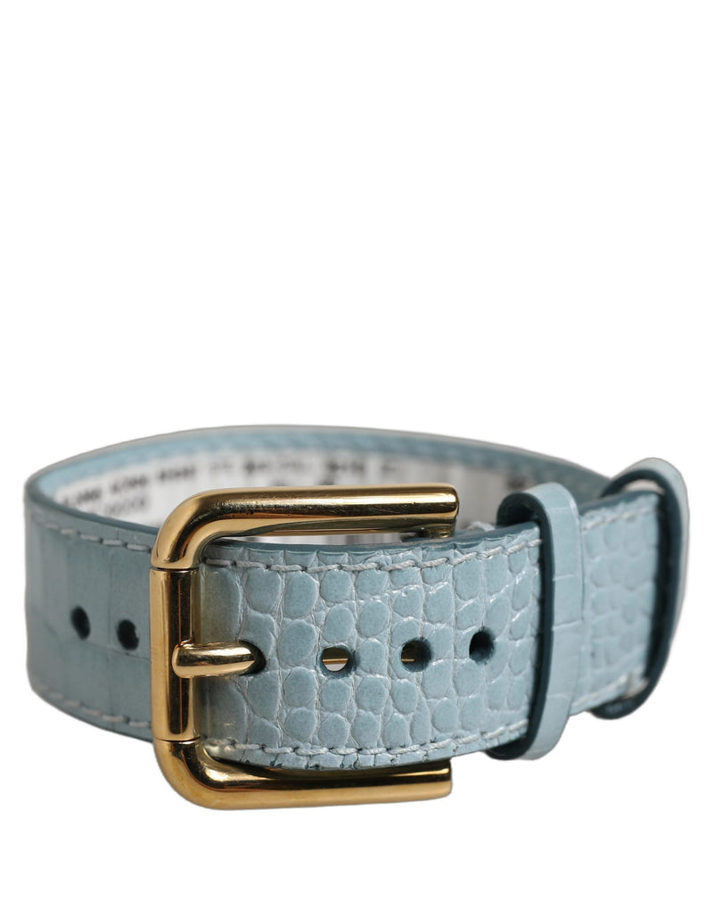 Bracelet Dolce & Gabbana en cuir gaufré bleu avec boucle dorée