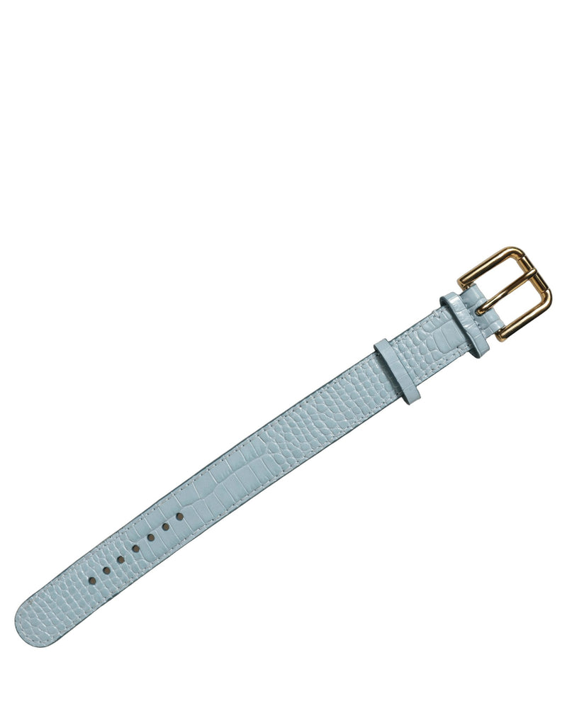 Bracelet Dolce & Gabbana en cuir gaufré bleu avec boucle dorée