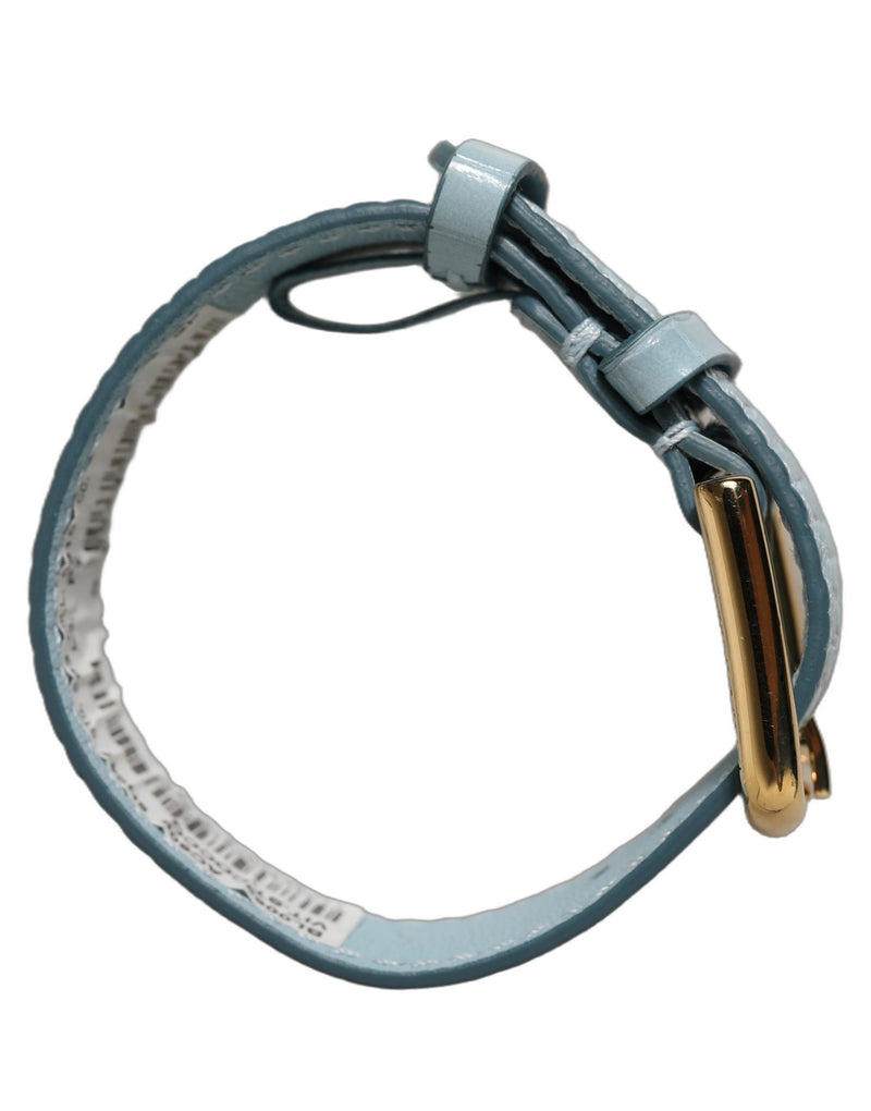 Bracelet Dolce & Gabbana en cuir gaufré bleu avec boucle dorée