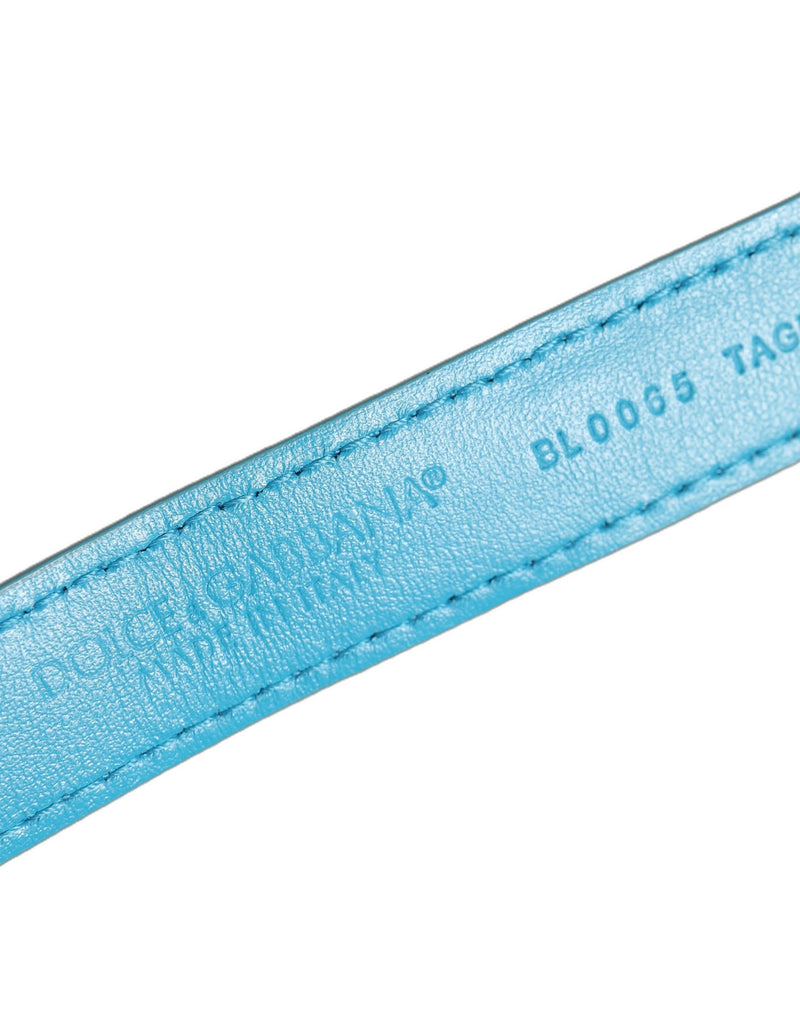 Bracelet de montre en cuir texturé turquoise Dolce & Gabbana avec boucle ardillon dorée