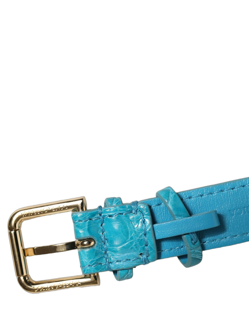 Bracelet de montre en cuir texturé turquoise Dolce & Gabbana avec boucle ardillon dorée