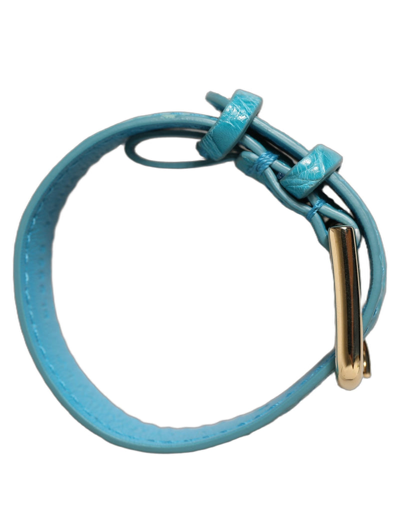 Bracelet de montre en cuir texturé turquoise Dolce & Gabbana avec boucle ardillon dorée