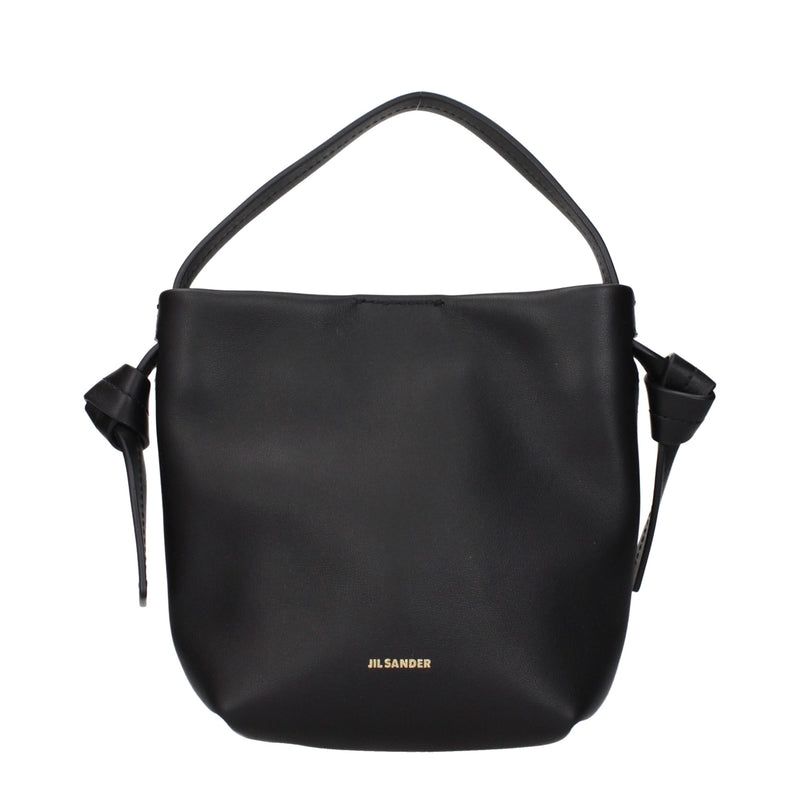 Sac à main en cuir noir Jil Sander