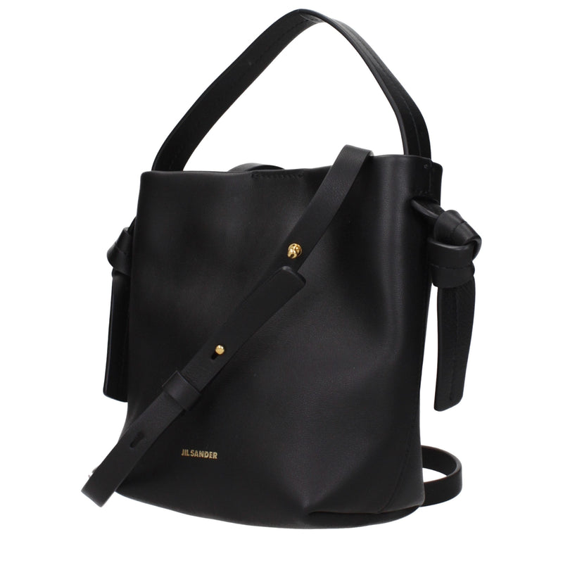 Sac à main en cuir noir Jil Sander