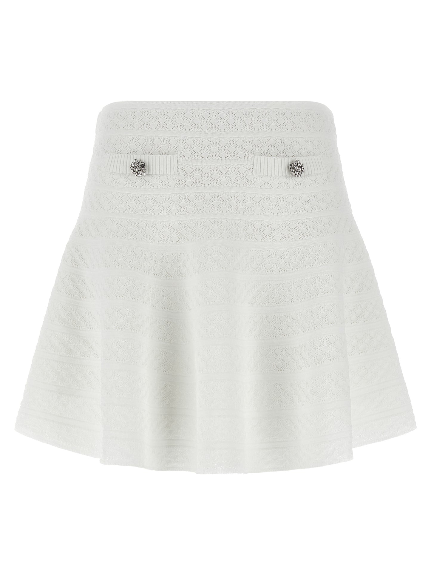 Self-Portrait White Viscose Long Skirt