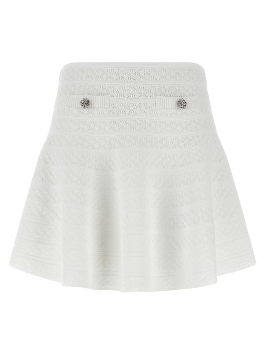 Jupe longue en viscose blanche Self-Portrait