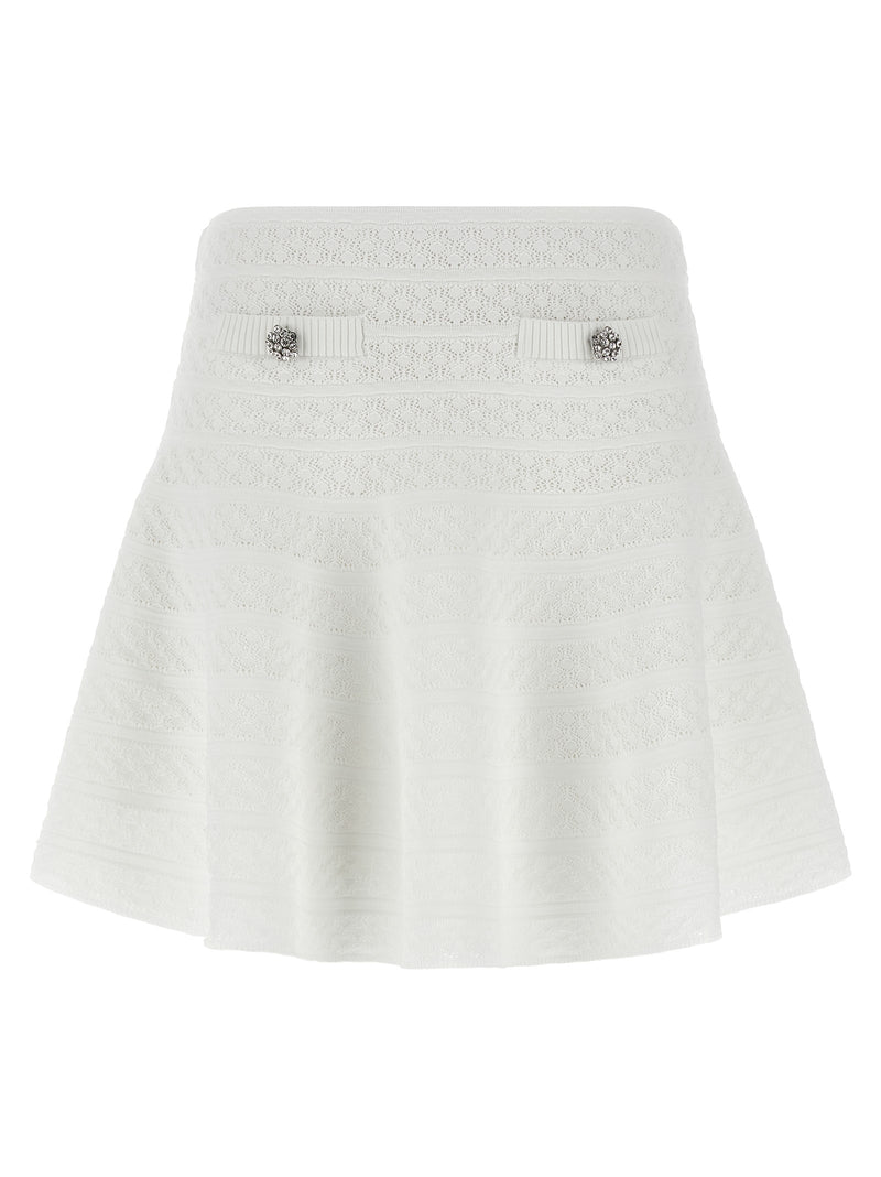 Self-Portrait White Viscose Long Skirt