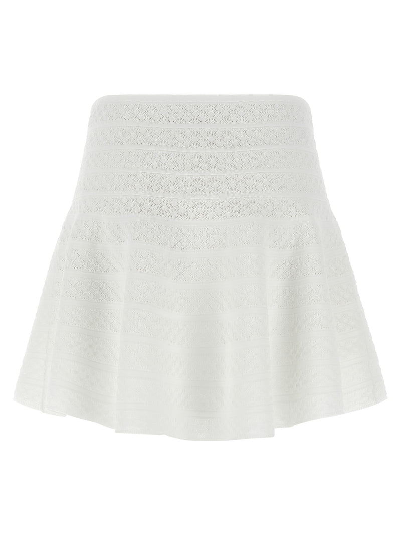 Self-Portrait White Viscose Long Skirt