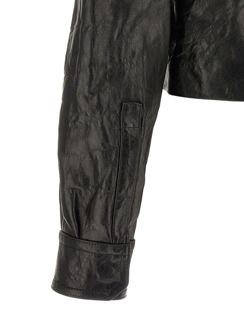 Veste en cuir d'agneau noir Rick Owens