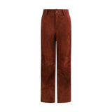 Pantalon décontracté en cuir bordeaux Salvatore Santoro