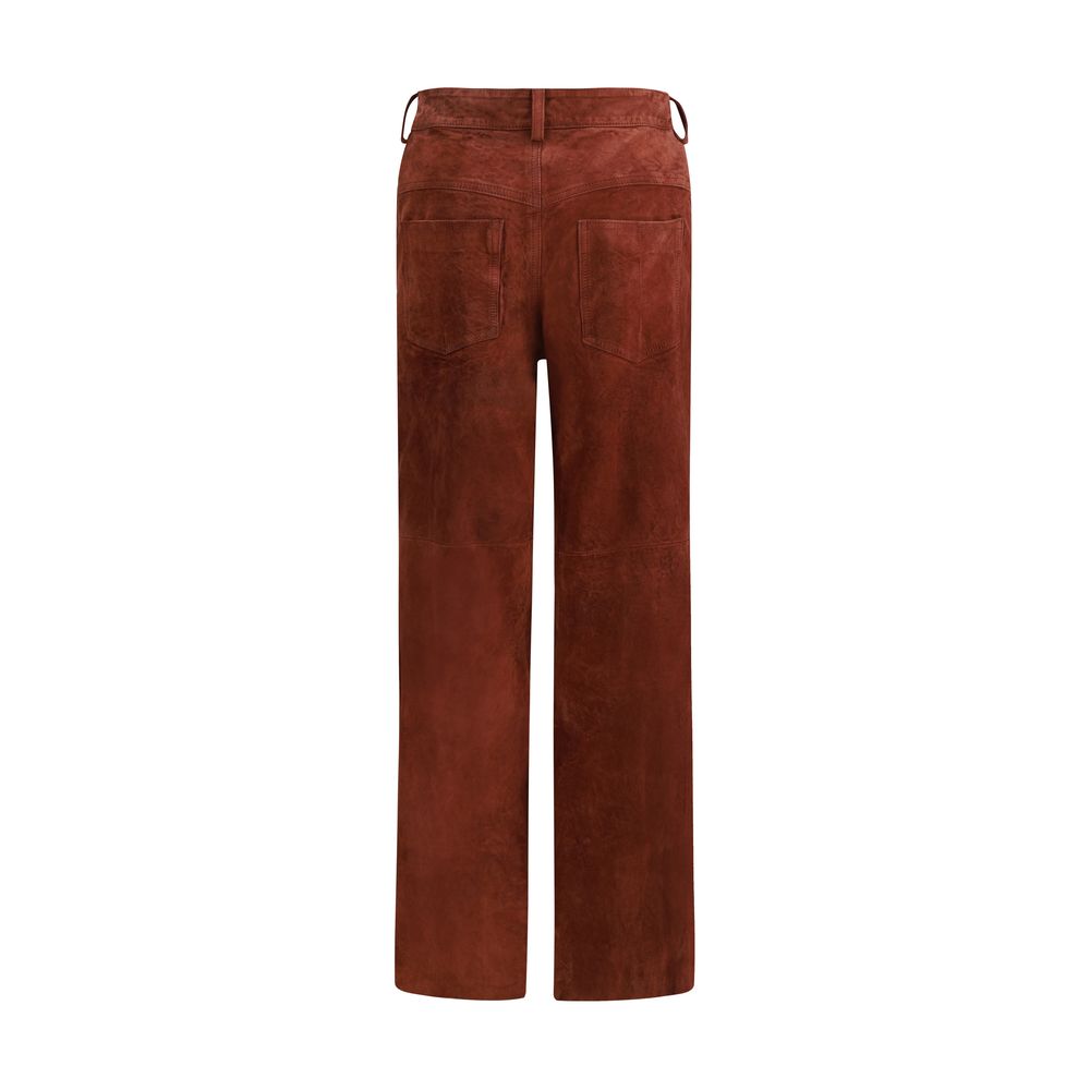 Pantalon décontracté en cuir bordeaux Salvatore Santoro