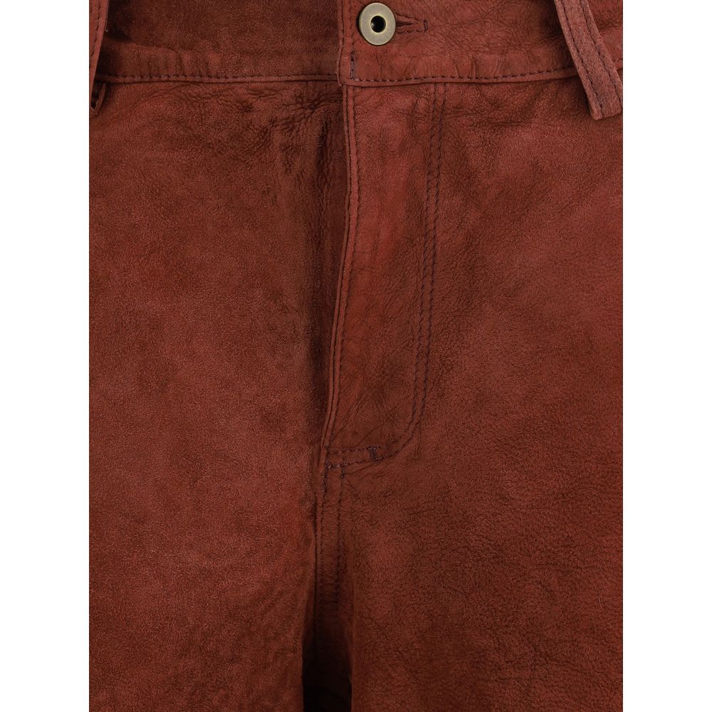 Pantalon décontracté en cuir bordeaux Salvatore Santoro