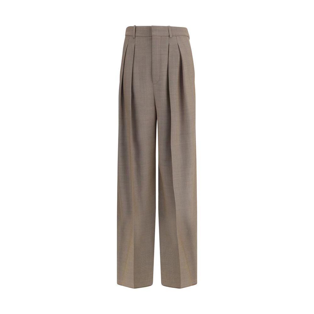 Pantalon décontracté en laine beige Saint Laurent