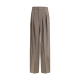 Pantalon décontracté en laine beige Saint Laurent