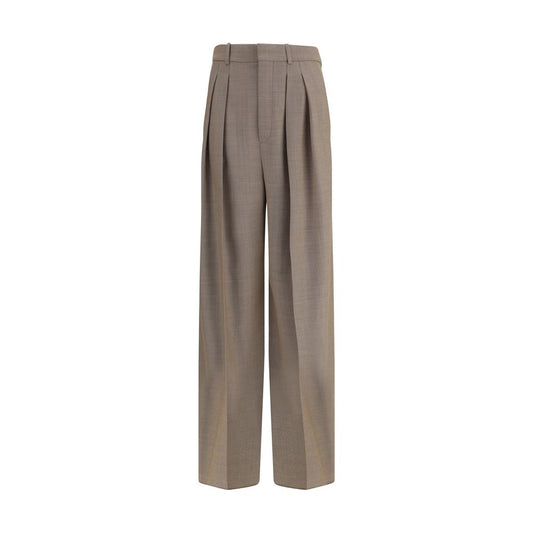 Pantalon décontracté en laine beige Saint Laurent