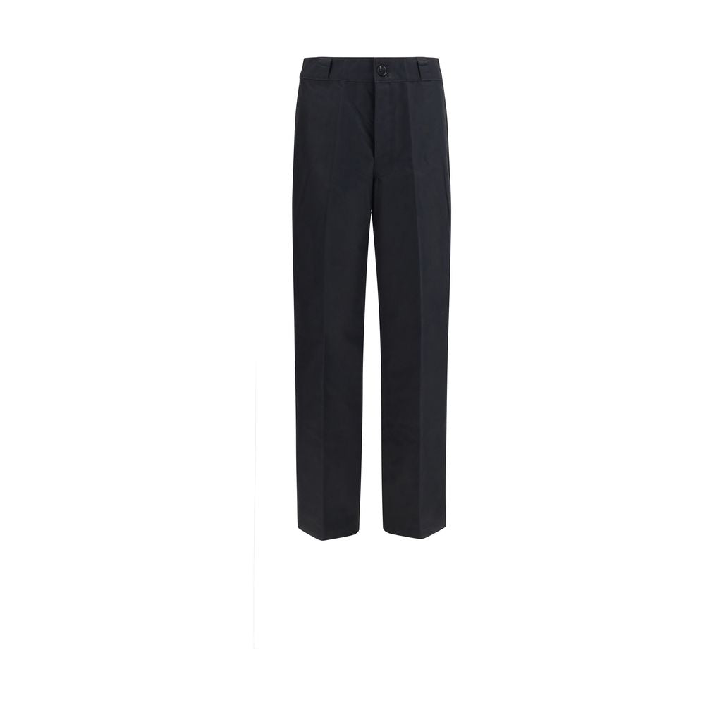 Pantalon décontracté en coton noir Prada