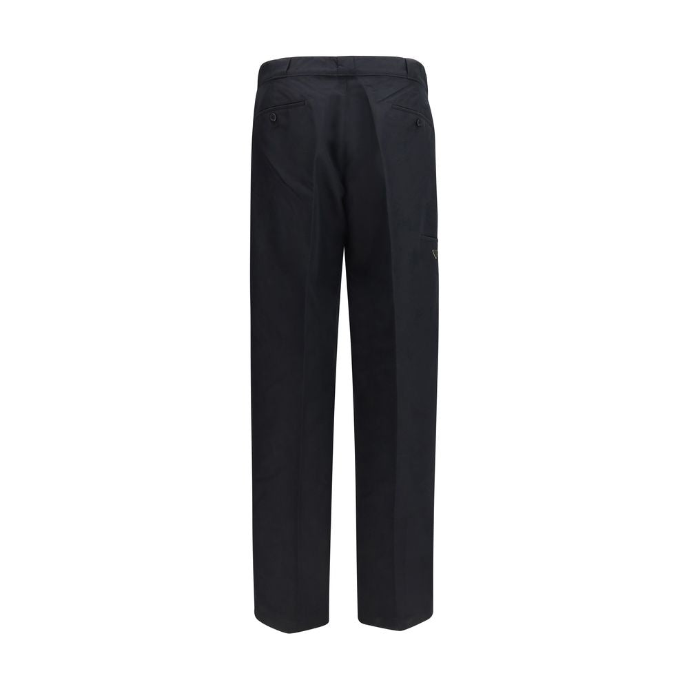 Pantalon décontracté en coton noir Prada