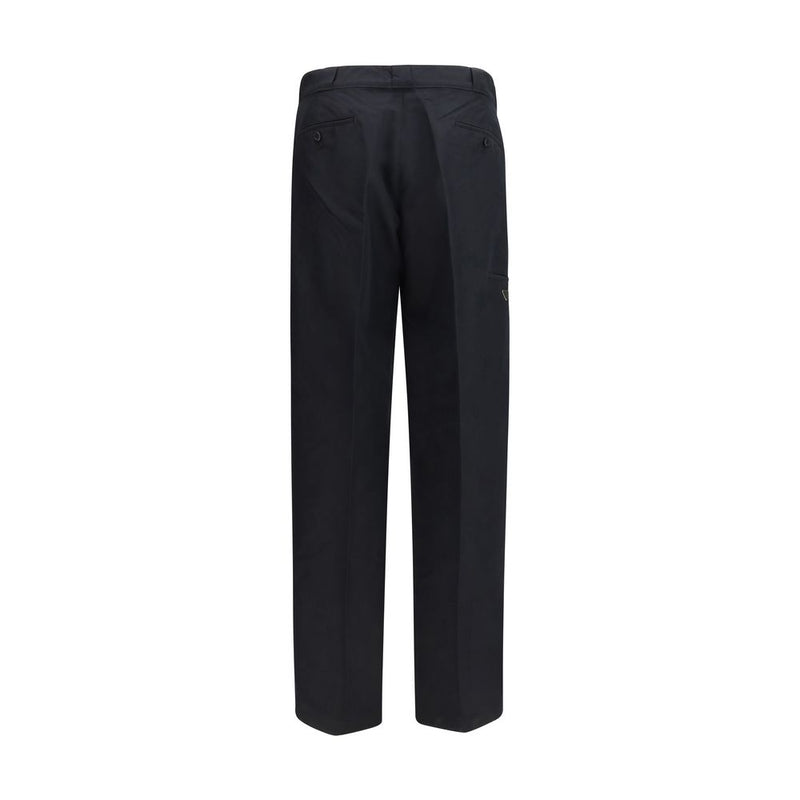 Pantalon décontracté en coton noir Prada