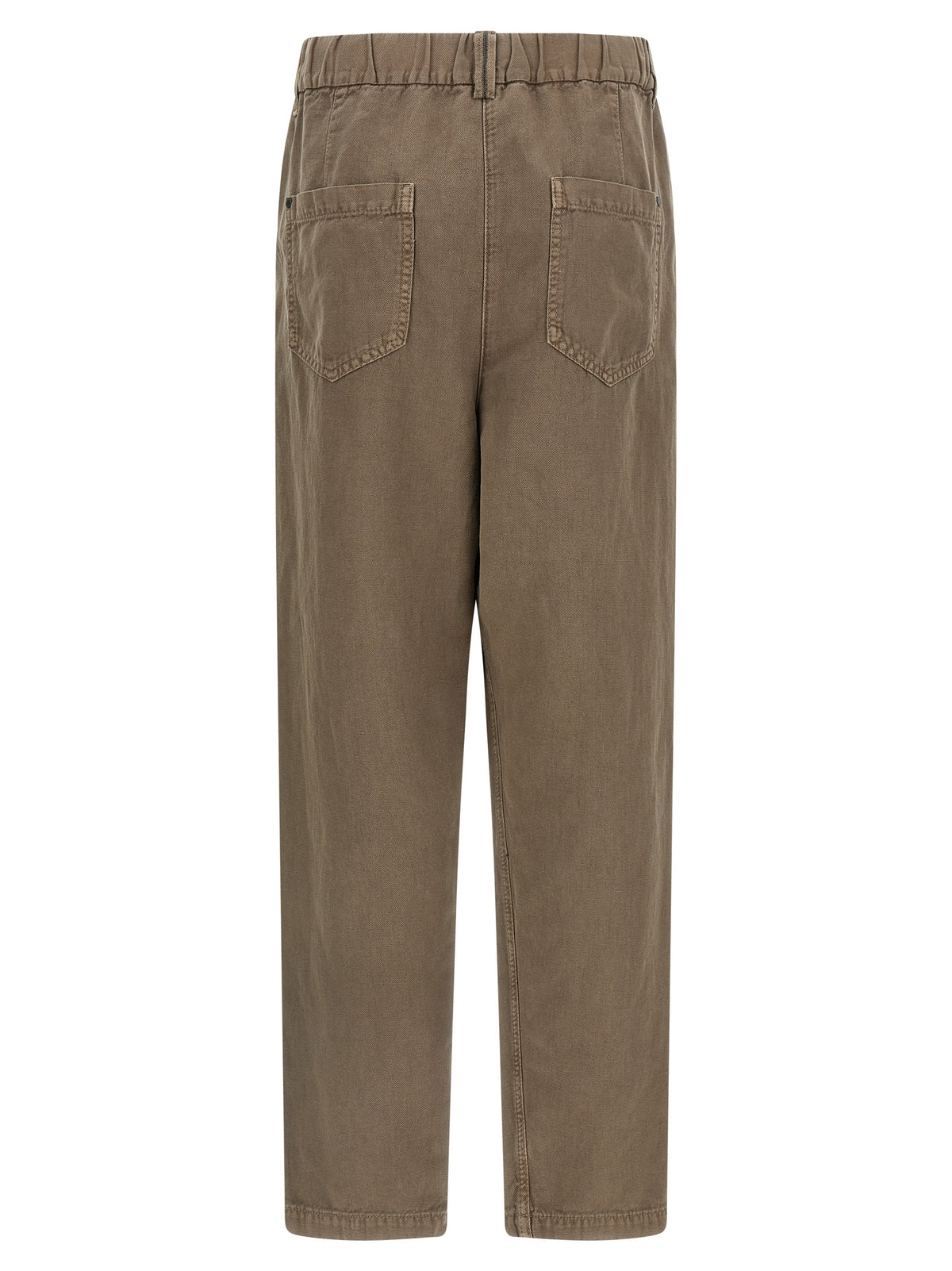 Pantalon décontracté en coton marron Brunello Cucinelli