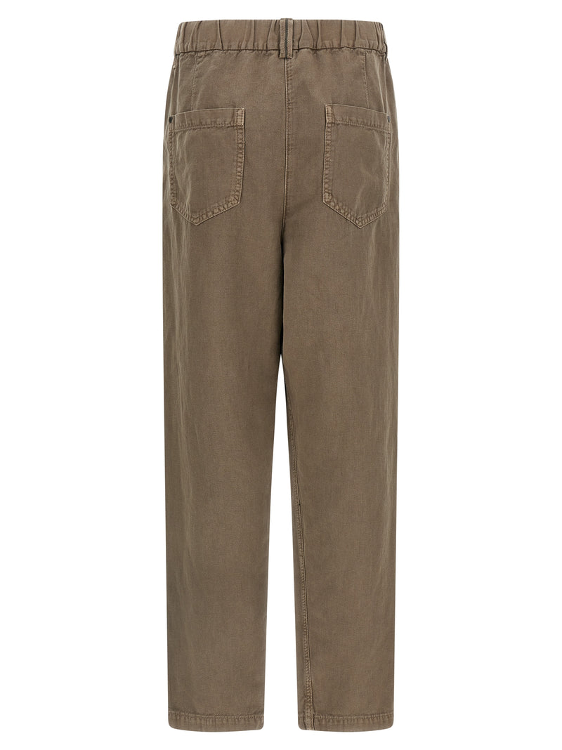 Brunello Cucinelli Brown Cotton Casual Pants
