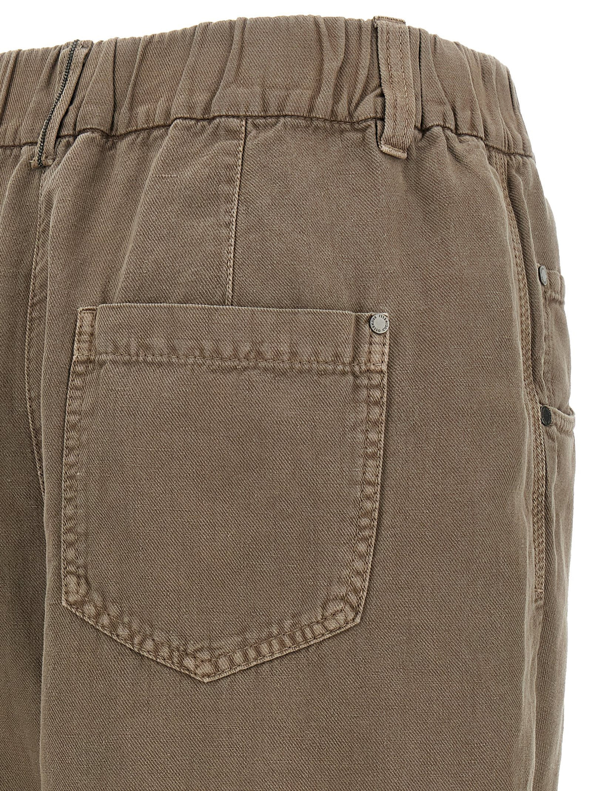 Pantalon décontracté en coton marron Brunello Cucinelli