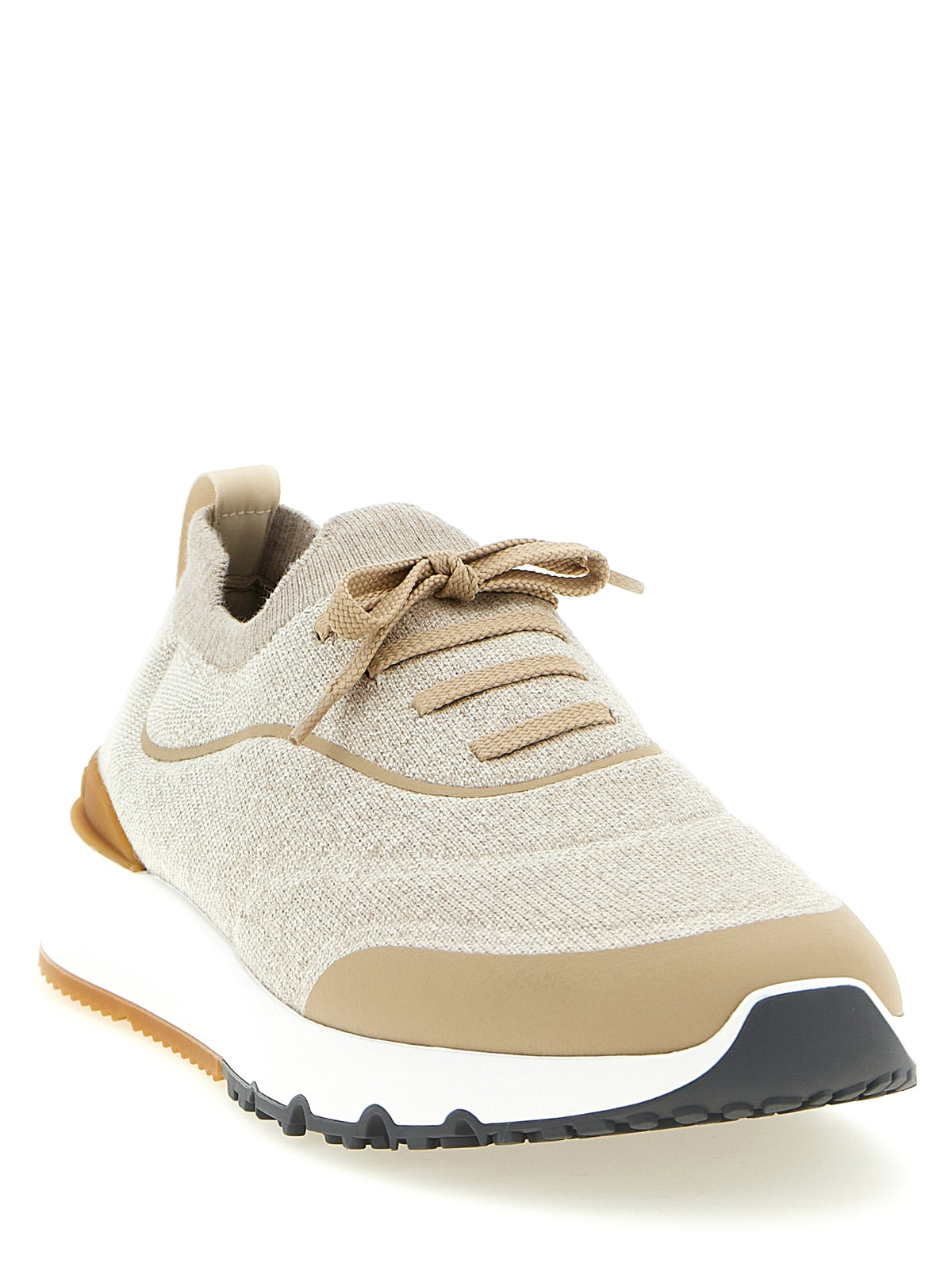 Baskets de sport en coton beige Brunello Cucinelli
