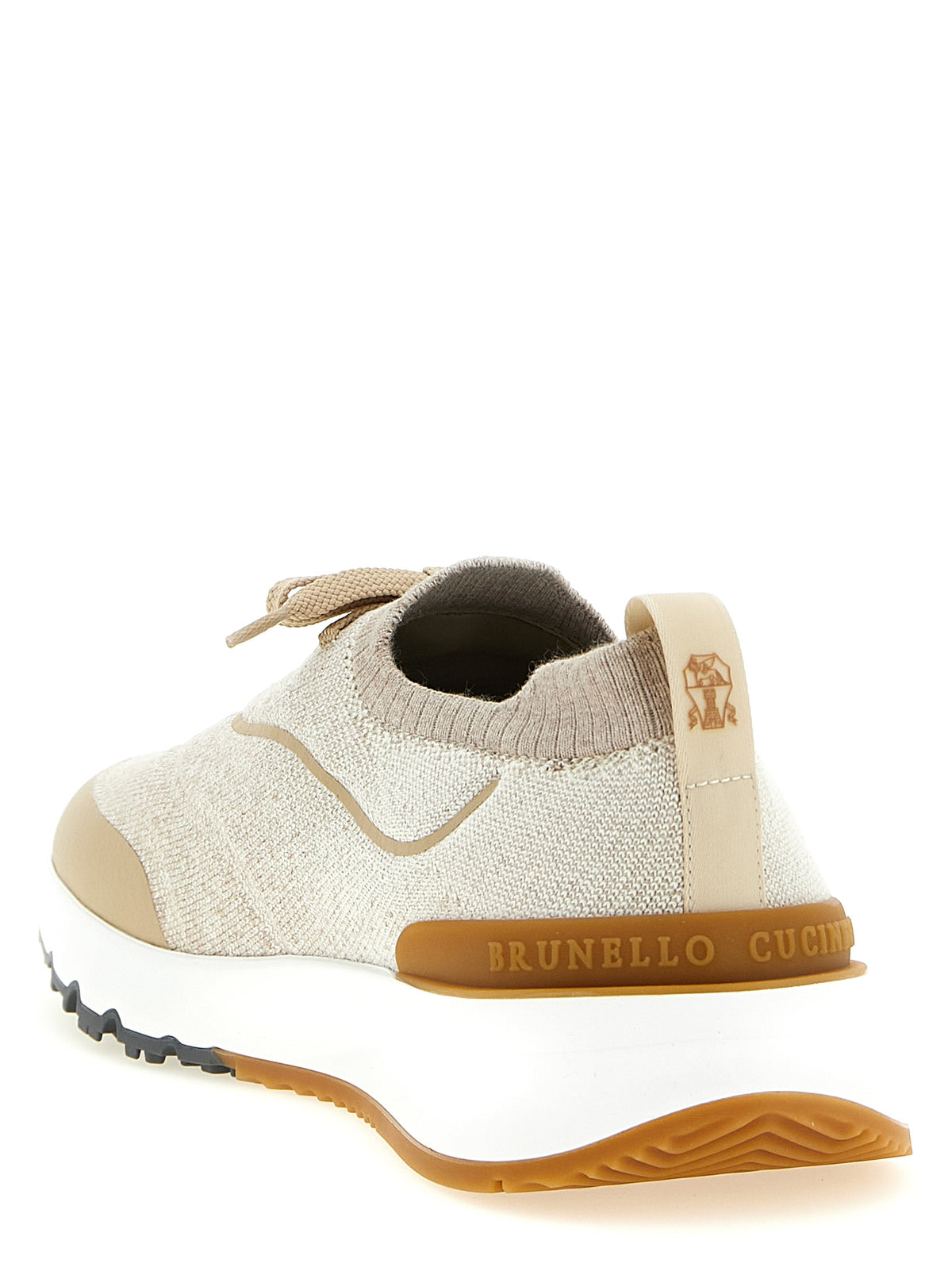 Baskets de sport en coton beige Brunello Cucinelli