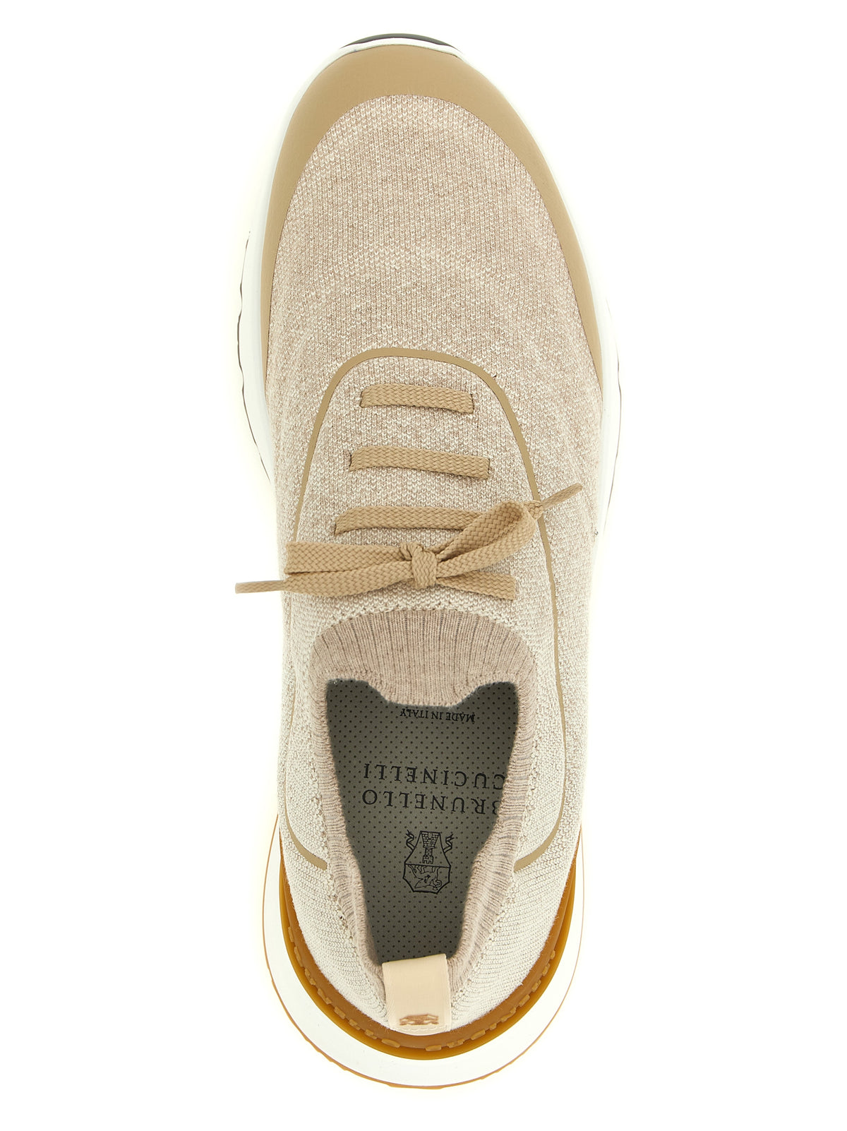 Baskets de sport en coton beige Brunello Cucinelli