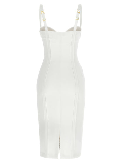Elisabetta Franchi White Polyester Midi Dress