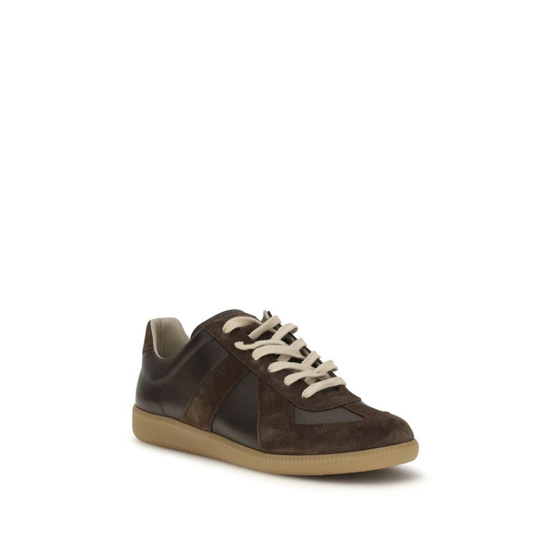 Baskets basses Maison Margiela en cuir de veau marron