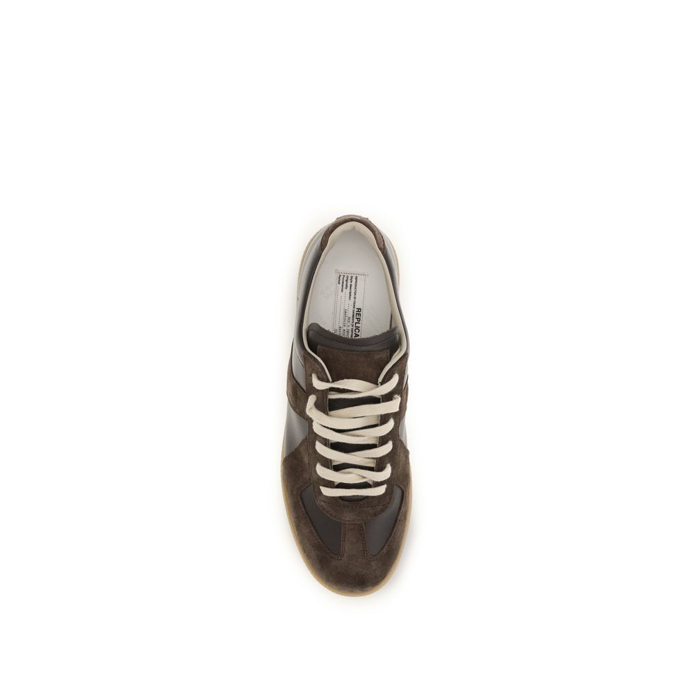 Baskets basses Maison Margiela en cuir de veau marron