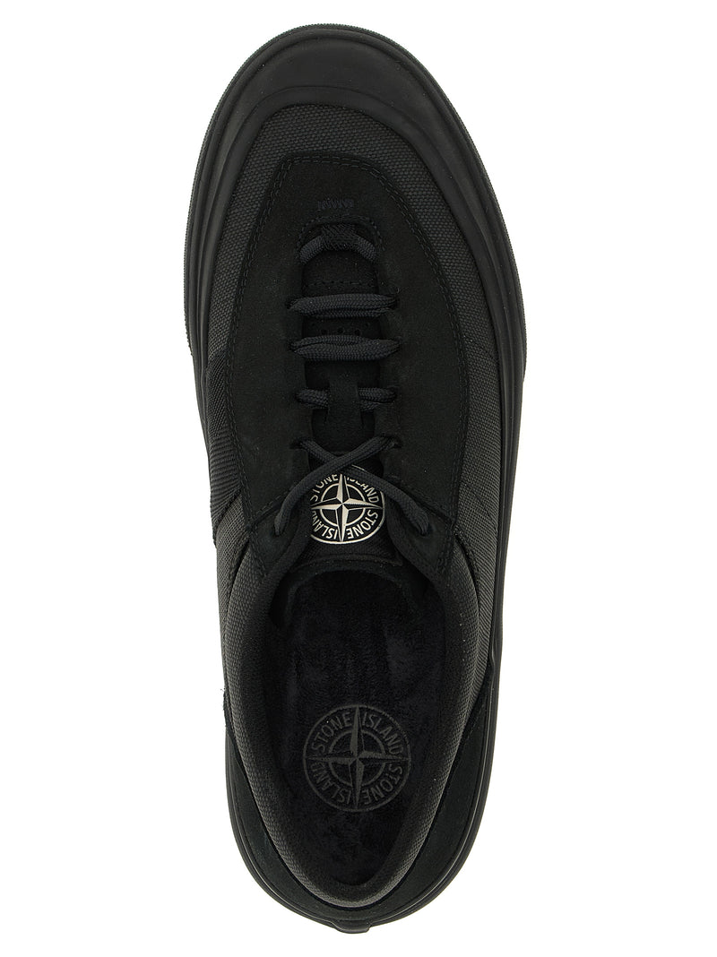 Stone Island Black Cotton Low Top Sneakers