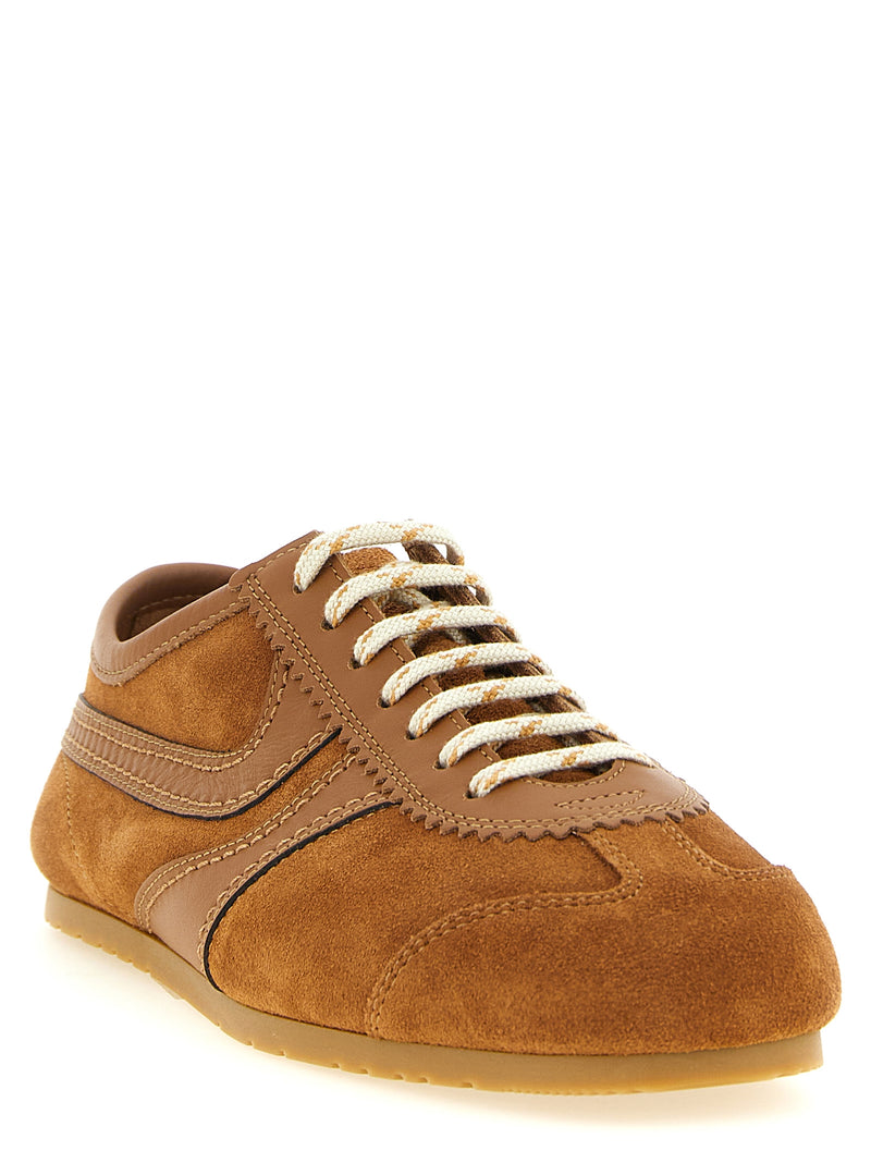 Baskets basses Dries Van Noten en cuir de veau marron