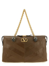 Sac porté épaule Valentino Garavani en cuir d'agneau marron