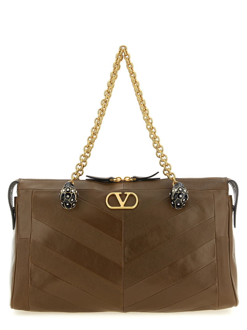 Sac porté épaule Valentino Garavani en cuir d'agneau marron