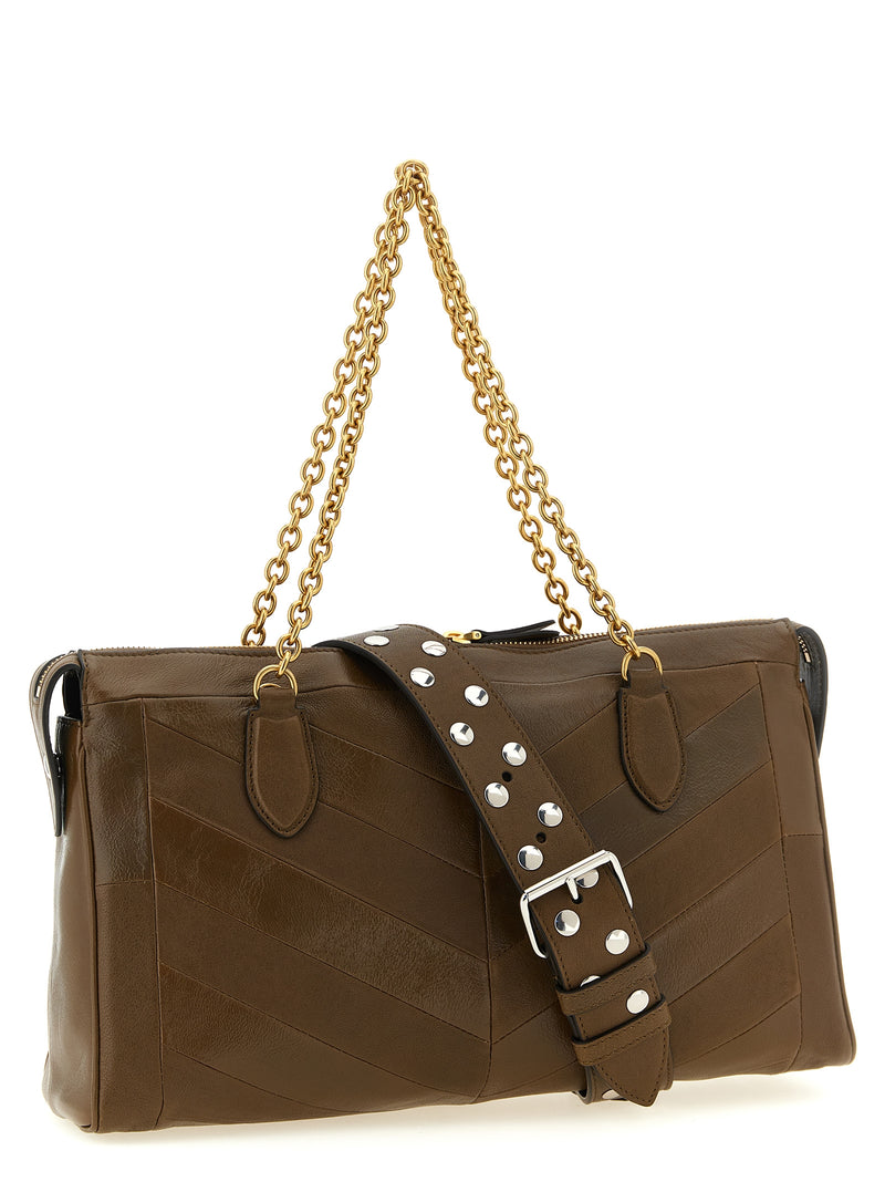 Sac porté épaule Valentino Garavani en cuir d'agneau marron