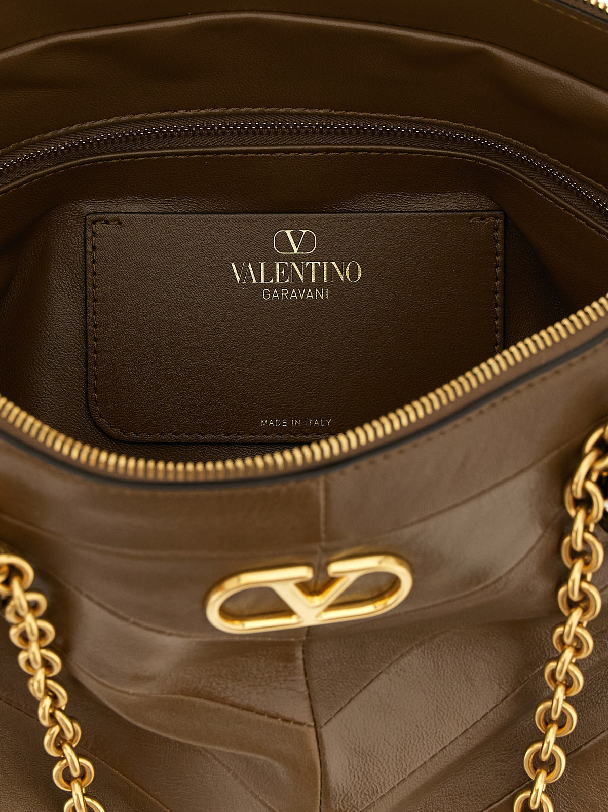 Sac porté épaule Valentino Garavani en cuir d'agneau marron