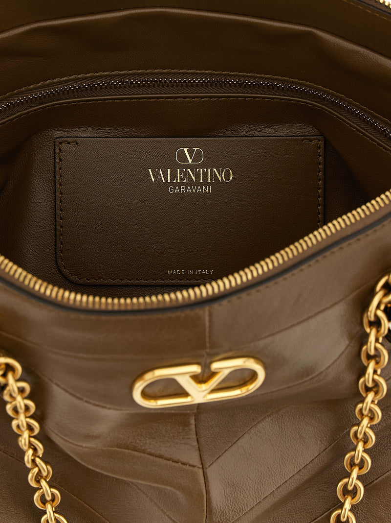 Sac porté épaule Valentino Garavani en cuir d'agneau marron