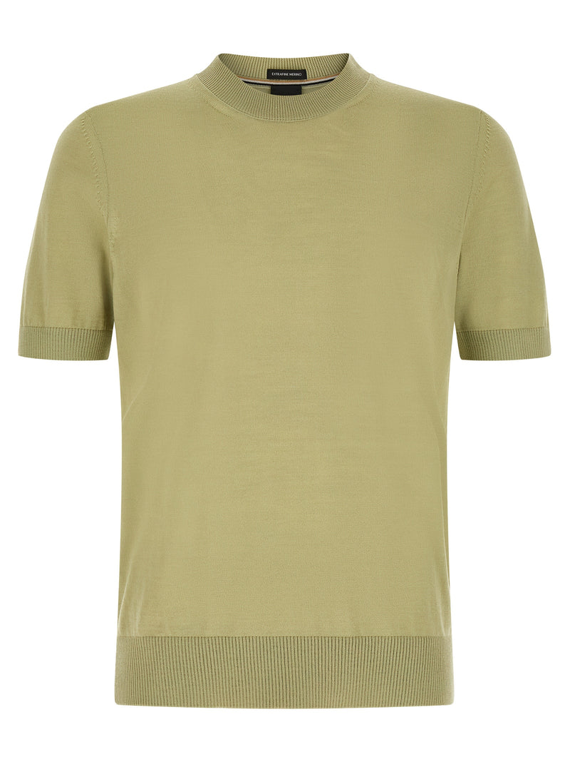 T-shirt bicolore en laine vierge Hugo Boss