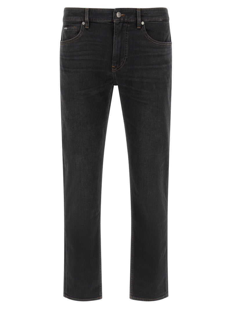 Jean coupe droite en coton noir Hugo Boss