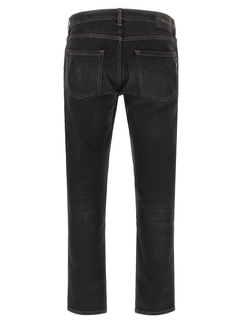 Jean coupe droite en coton noir Hugo Boss