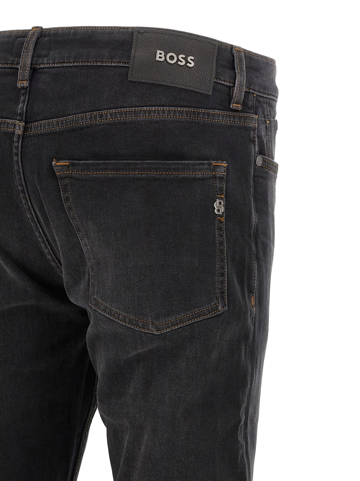 Jean coupe droite en coton noir Hugo Boss