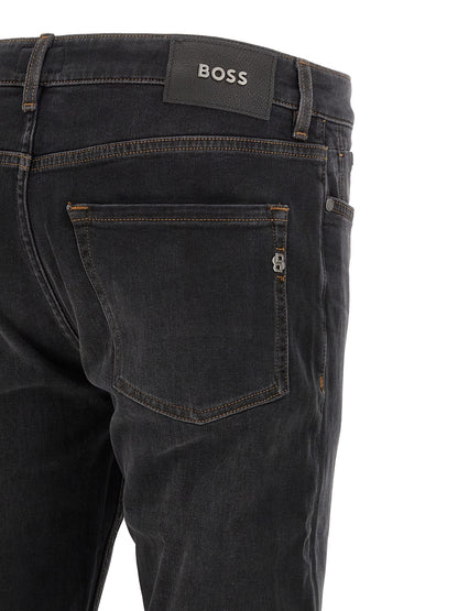 Hugo Boss Black Cotton Straight-Leg Jeans
