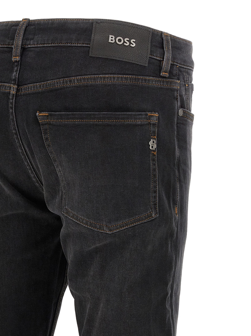Jean coupe droite en coton noir Hugo Boss