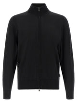 Cardigan en laine vierge noir Hugo Boss