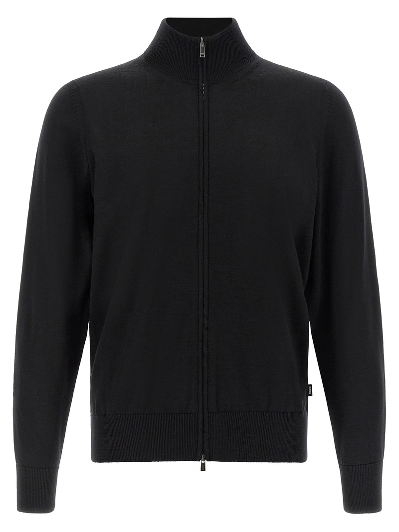 Cardigan en laine vierge noir Hugo Boss
