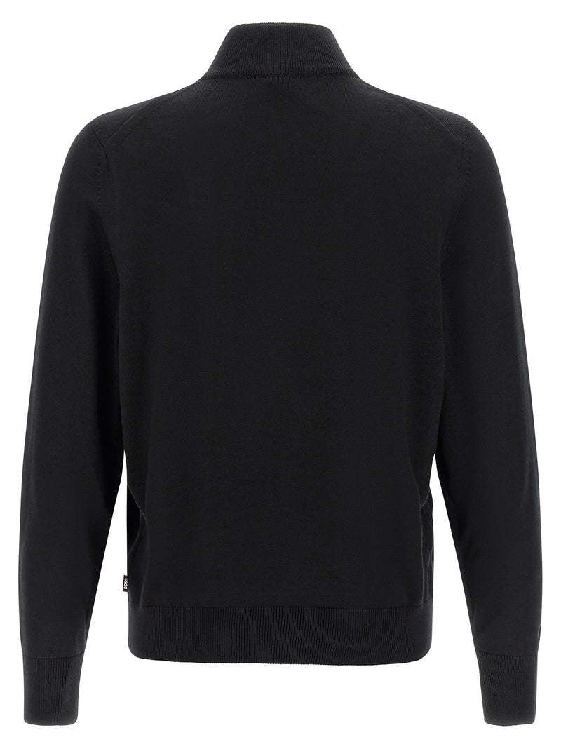 Cardigan en laine vierge noir Hugo Boss