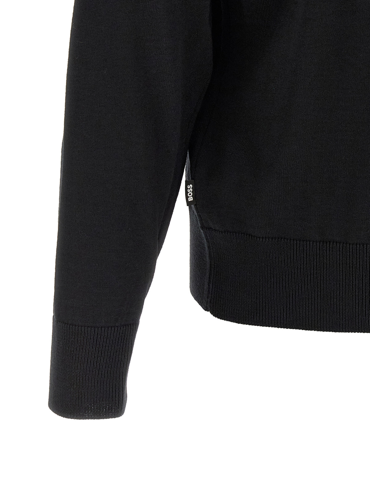 Cardigan en laine vierge noir Hugo Boss
